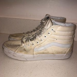 Distressed White High Top Vans